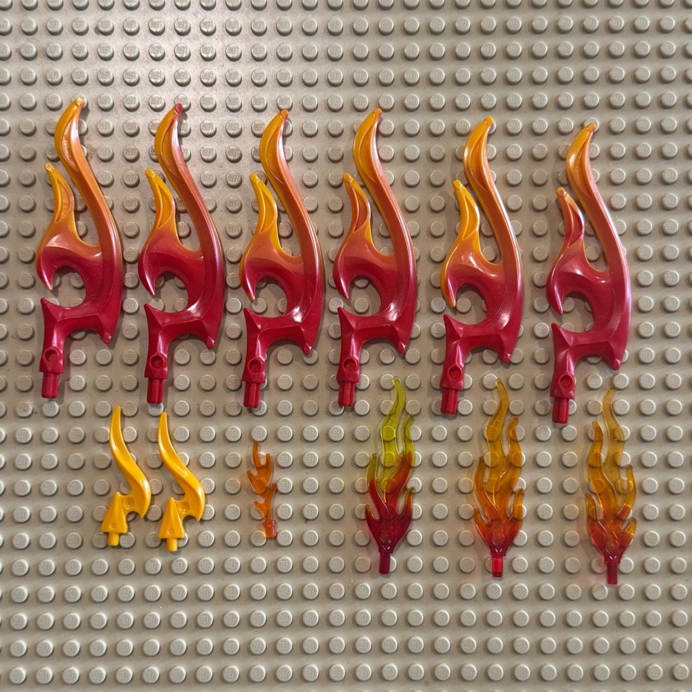 LEGO Fire Flame Lot 12pc Ninjago Dragon Flame Translucent Plumes Red Orange